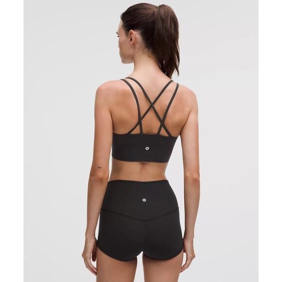 lululemon Like a Cloud Bra Long Line Black Strappy Back Yoga Sports Bra Sz 4-6 - Picture 3 of 5